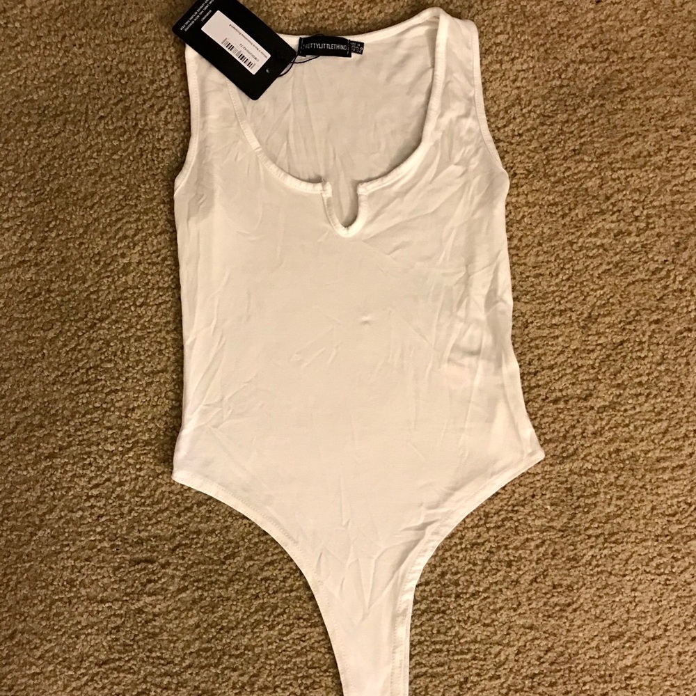 Cream tank bodysuit PrettyLittleThjng. New w/ tags